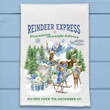 Reindeer Express Vintage Winter Christmas Kitchen Dish Towel