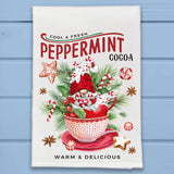 Gnome Peppermint Cocoa Teacup Christmas Kitchen Dish Towel