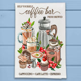 Café Coffee Bar, Beans, Cherries & Treats Kitchen Dish Towel