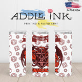 Warlock D20 Fantasy RPG 20oz Skinny Tumbler