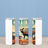 Maine State Animal Vintage Digital Art 20oz Skinny Tumbler