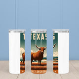 Texas State Animal Vintage Digital Art 20oz Skinny Tumbler