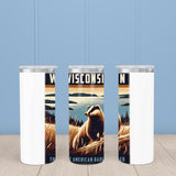 Wisconsin State Animal Vintage Digital Art Insulated Mug/Tumbler