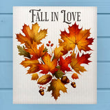 Fall in Love Leaf Heart Swedish Dish Cloth Sponge