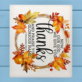 Now Our GOD We Give YOU Thanks Fall Wreath Dishcloth