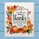 In Everything Give Thanks Autumn Frame Dishcloth