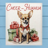 Cheer-Huahua Chihuahua Punny Christmas Dishcloth