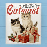 Meowy Catmas Vintage Merry Christmas Cat Dishcloth