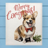 Merry Christmas Corgie Corgmas Dog Christmas Dishcloth