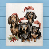 Walking in a Winter Wonderland Dog Christmas Dishcloth