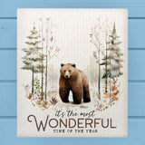 Most Wonderful Time of the Year Bear Winter Dishcloth