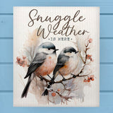 Snuggle Weather Chickadee Winter Woodland Dishcloth