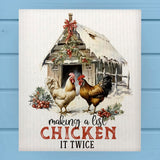 Making a List Chicken It Twice Christmas Dishcloth