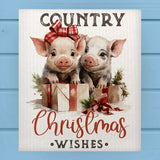 Farm County Christmas Wishes Piglets Dishcloth