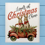 Loads of Christmas Cheer Rabbit Pickup Truck Dishcloth