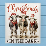 Merry Cows Christmas in the Barn at the Farm Dishcloth