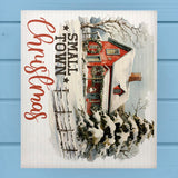 Small Town Farmhouse White Christmas Dishcloth