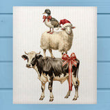 Christmas on the Farm Duck Sheep Cow Dishcloth