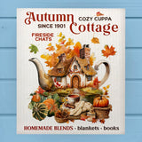 Teapot Autumn Cottage Farmhouse Swedish Dish Cloth Sponge