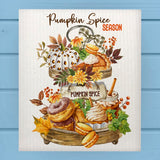 Tea Party Tiered Tray Pumpkin Spice Season Dishcloth