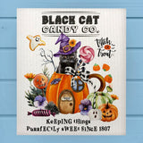 Black Cat Candy Co Trick or Treat Swedish Dish Cloth Sponge