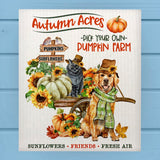 Autumn Acres Dog Cat Pumpkin Farm Rustic Dishcloth