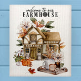 Welcome Floral Farmhouse Fall Harvest Dishcloth