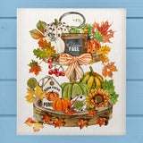 Welcome Fall Tiered Pumpkin Farmhouse Dishcloth