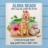 Aloha Beach Dog Living on Island Time Dishcloth