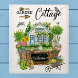 Floral Garden Summer Cottage Swedish Dish Cloth Sponge