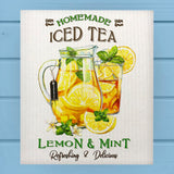 Vintage Homemade Lemon & Mint Iced Tea Dishcloth