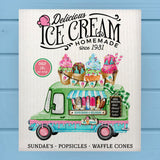 Old Fashioned Vintage Ice Cream Truck Dishcloth