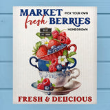 Fresh Market Berries Teacup Patriotic Dishcloth