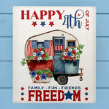 Family Fun Friends Freedom 4th of July Dishcloth