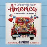 Pawsitively Patriotic Dogs in Red Pickup Dishcloth