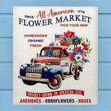 Patriotic Flower Market Pickup Truck Dishcloth