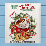 Snowman Hot Chocolate & Cookies Christmas Dishcloth