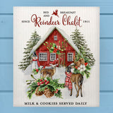 B n' B Reindeer Chalet Christmas Swedish Dish Cloth Sponge