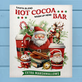 Santa's Reindeer Hot Cocoa Bar Christmas Dishcloth