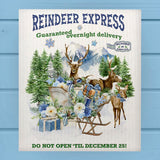 Reindeer Express Vintage Winter Christmas Dishcloth