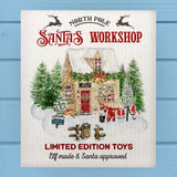 North Pole Santa's Workshop Christmas Dishcloth