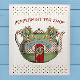 Vintage Polka Dot Peppermint Tea Shop Dishcloth