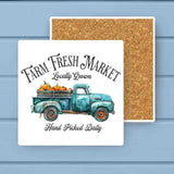 Farm Fresh Pumpkins Pickup Truck Absorbant Stone Coaster