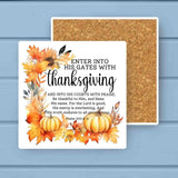 Enter into HIS Gates with Thanksgiving Pumpkin Stone Coaster