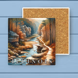 Illinois Landmark & Landscape Watercolor Stone Coaster