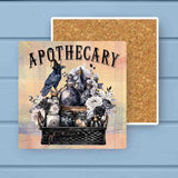 Crow Feathered Potions Apothecary Halloween Stone Coaster