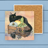 Black Cat Pumpkin Jolly Halloween Absorbant Stone Coaster