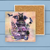 Black Cat Salem Sanctuary Halloween Absorbant Stone Coaster