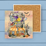 Wicked Witch Pumpkin Halloween House Absorbant Stone Coaster