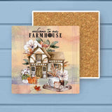 Welcome Floral Farmhouse Fall Harvest Stone Coaster